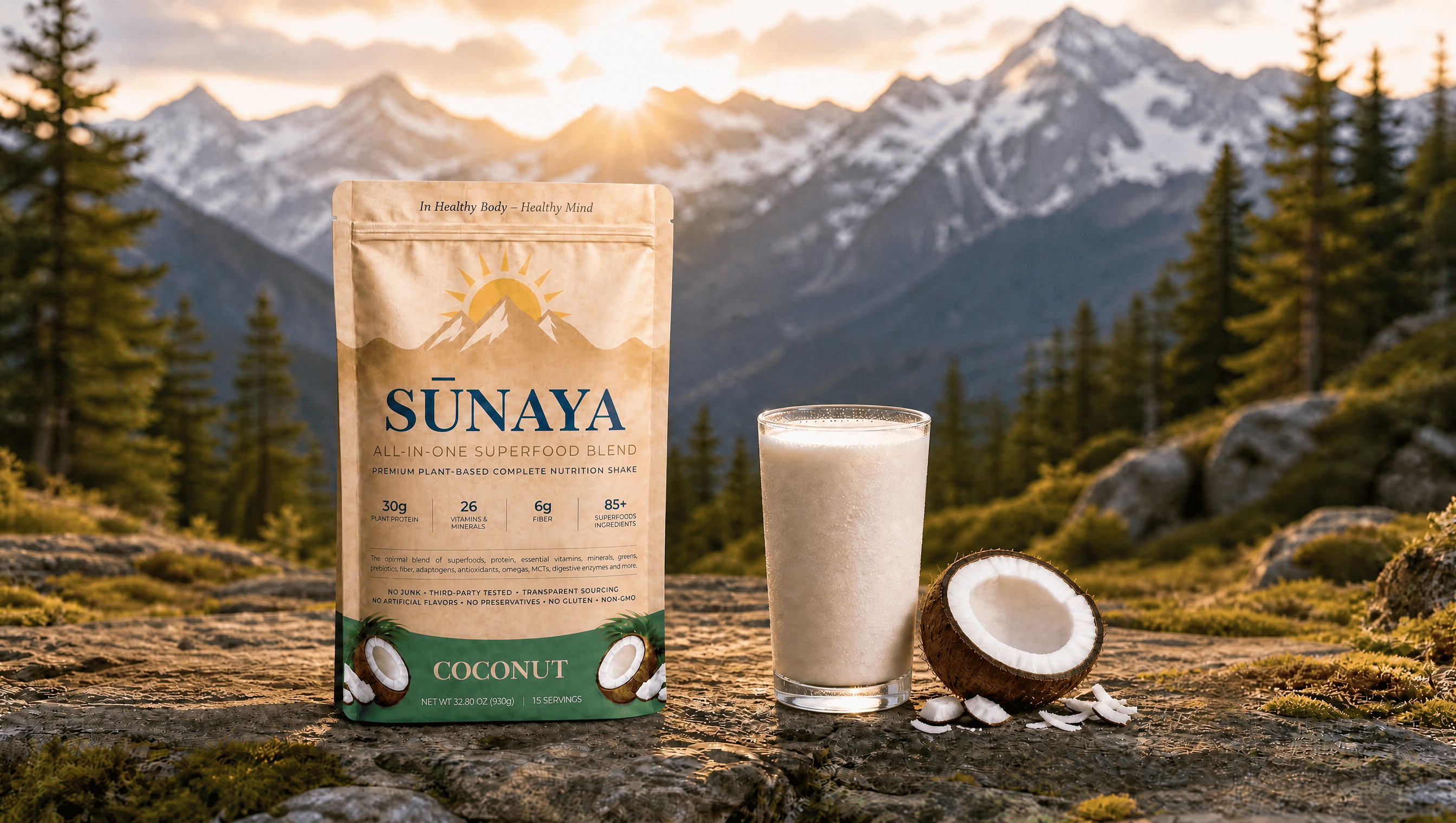 Sunaya packaging vanila flavor with nature background